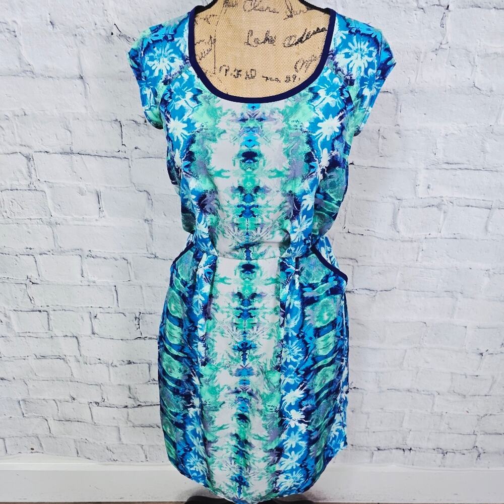 Mossimo mini dress Sz Xs blue sleeveless pockets summer casual scoop neck A28